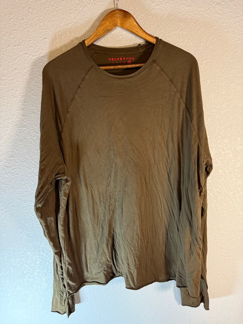 Velvet Men XXL Olive Long Sleeve Raglan Crewneck Shirt